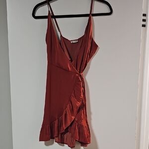 Free People Rust Mini Wrap Dress